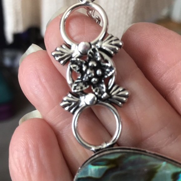 NEW Abalone Shell 925 Sterling Silver Necklace - Picture 4 of 5